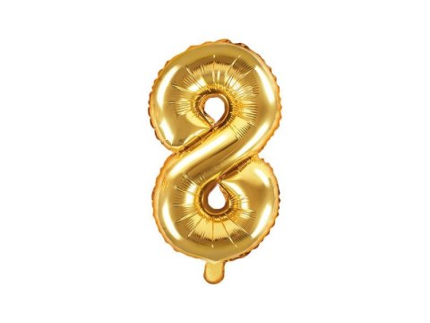 Balon foliowy Cyfra 8, 35cm, złoty