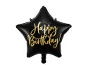 Balon foliowy Happy Birthday Czarna gwiazda 40 cm