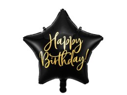 Balon foliowy Happy Birthday Czarna gwiazda 40 cm