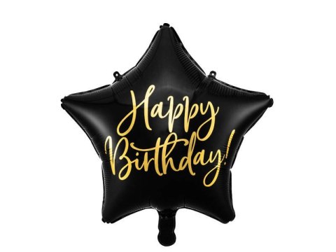 Balon foliowy Happy Birthday Czarna gwiazda 40 cm Balon foliowy Happy Birthday Czarna gwiazda 40 cm
