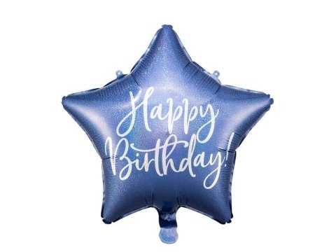 Balon foliowy Happy Birthday ! Granatowa gwiazda 40 cm Balon foliowy Happy Birthday ! Granatowa gwiazda 40 cm