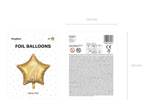 Balon foliowy Sto lat! Złota gwiazda 40 cm Balon foliowy Sto lat! Złota gwiazda 40 cm