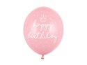 Balony Różowe urodzinowe, Happy Birthday 30cm, 6 szt.