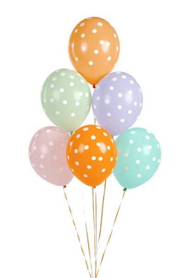 Balony lateksowe Kolorowe Kropki 30cm, 6 sztuk