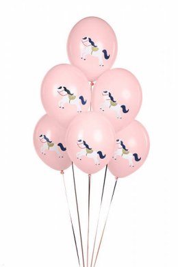 Balony lateksowe Konik, Pastelowe Różowe 30cm, 6 sztuk