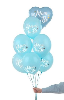 Balony lateksowe Mom to be, pastelowy niebieski 30cm, 6 sztuk