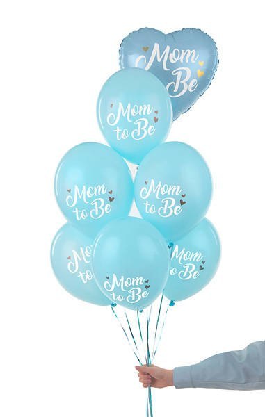 Balony lateksowe Mom to be, pastelowy niebieski 30cm, 6 sztuk Balony lateksowe Mom to be, pastelowy niebieski 30cm, 6 sztuk