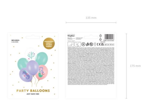 Balony lateksowe Morski świat syrenka 30cm, 6 sztuk Balony lateksowe Morski świat syrenka 30cm, 6 sztuk