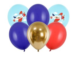 Balony lateksowe Samolot mix 30cm, 6 sztuk