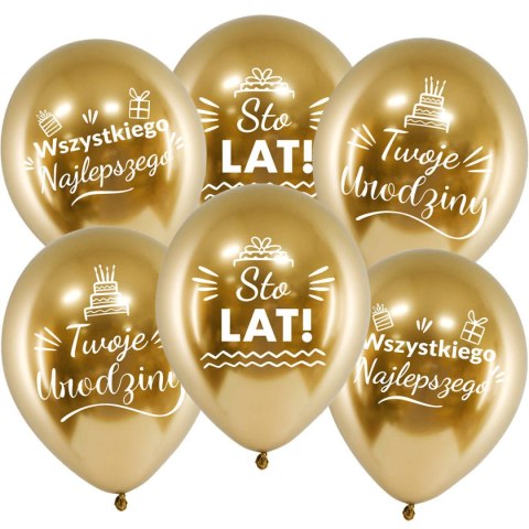Balony lateksowe Urodzinowe Złote Chrome Sto Lat, 30cm, 10 szt. Balony lateksowe Urodzinowe Złote Chrome Sto Lat, 30cm, 10 szt.