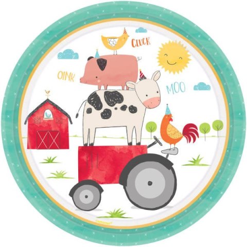 Talerzyki papierowe Farma traktor zwierzątka 23cm, 8 szt. Talerzyki papierowe Farma traktor zwierzątka 23cm, 8 szt.