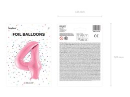 Balon foliowy Cyfra 4, 86cm, różowy