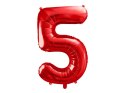 Balon foliowy Cyfra 5 czerwona, 86cm