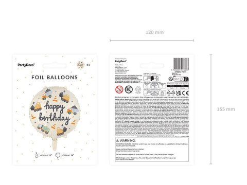 Balon foliowy Pojazdy budowlane, 45 cm Balon foliowy Pojazdy budowlane, 45 cm