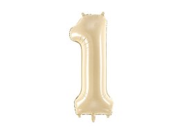 Balon foliowy Cyfra 1, 72cm, beżowa, kremowa