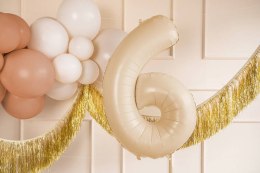 Balon foliowy Cyfra 6, 72cm, beżowa, kremowa