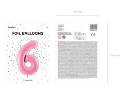 Balon foliowy Cyfra 6, 86cm, różowy