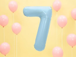 Balon foliowy Cyfra 7, 86cm, jasny niebieski