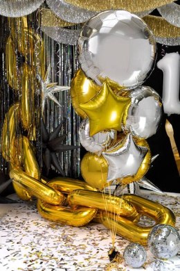 Balon foliowy okrągły Pastylka, srebrny, 45 cm