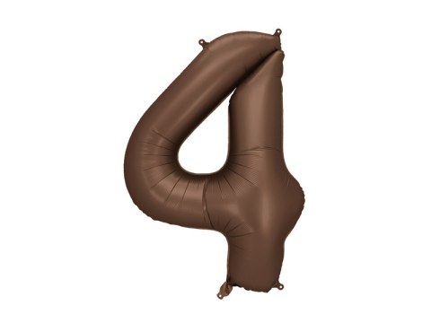 Balon foliowy Cyfra „4" - 86 cm, mocca, brązowy, satynowy Balon foliowy Cyfra „4" - 86 cm, mocca, brązowy, satynowy