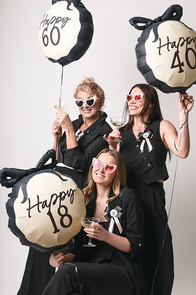 Balon foliowy Happy 40 urodzinowy z kokardką, czterdziestka, 47cm Balon foliowy Happy 40 urodzinowy z kokardką, czterdziestka, 47cm