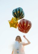 Balon foliowy, okrągły, kula, Piłka w gwiazdki, 75 cm, czerwony