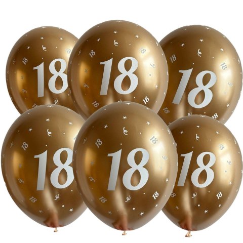 Balony urodzinowe złote "18", 30cm, 10 szt. Balony urodzinowe złote "18", 30cm, 10 szt.