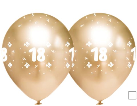 Balony urodzinowe złote "18", 30cm, 10 szt. Balony urodzinowe złote "18", 30cm, 10 szt.