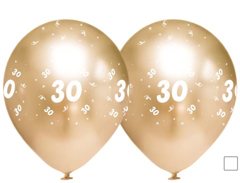 Balony urodzinowe złote "30", 30cm, 50 szt. Balony urodzinowe złote "30", 30cm, 50 szt.