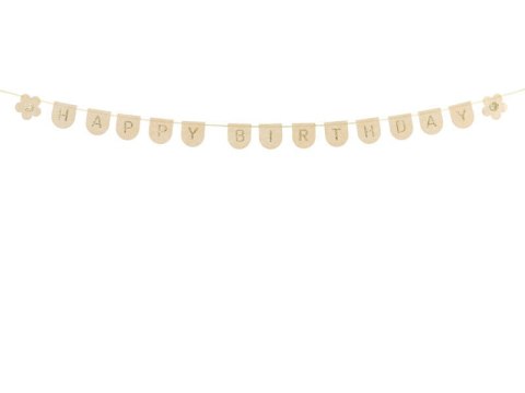 Baner filcowy Happy Birthday, różowy, 3m Baner filcowy Happy Birthday, różowy, 3m