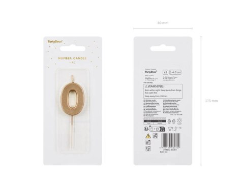 Świeczka urodzinowa Cyferka 0, złota, 5,5cm Świeczka urodzinowa Cyferka 0, złota, 5,5cm