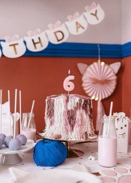 Świeczka urodzinowa Cyferka 6, różowa, 5,5cm