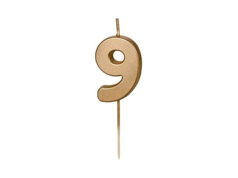 Świeczka urodzinowa Cyferka 9, złota, 5,5cm Świeczka urodzinowa Cyferka 9, złota, 5,5cm