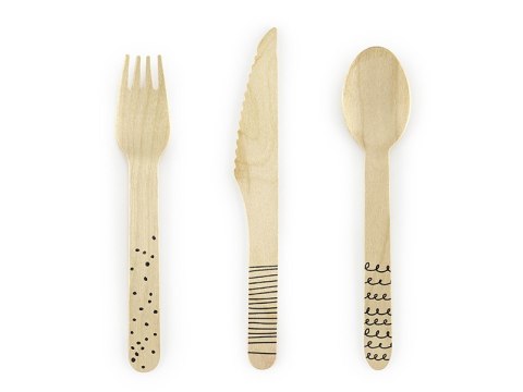 Sztućce drewniane, czarny, 16cm, 18 szt., 6 kompletów. Sztućce drewniane, czarny, 16cm, 18 szt., 6 kompletów.