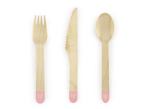 Sztućce drewniane, różowe, 16cm, 18 szt., 6 kompletów. Sztućce drewniane, różowe, 16cm, 18 szt., 6 kompletów.