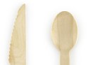 Sztućce drewniane, różowe, 16cm, 18 szt., 6 kompletów.