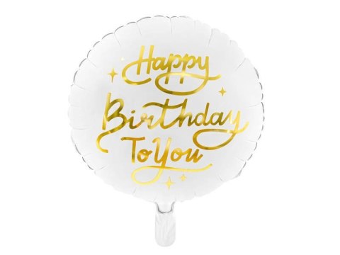 Balon foliowy Happy Birthday To You, biały, 35cm Balon foliowy Happy Birthday To You, biały, 35cm