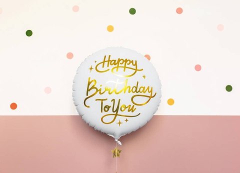 Balon foliowy Happy Birthday To You, biały, 35cm Balon foliowy Happy Birthday To You, biały, 35cm