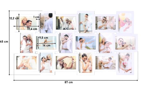 Ramka na zdjęcia MORKA 18 zdjęć biała 45 x 87 cm Ramka na zdjęcia MORKA 18 zdjęć biała 45 x 87 cm