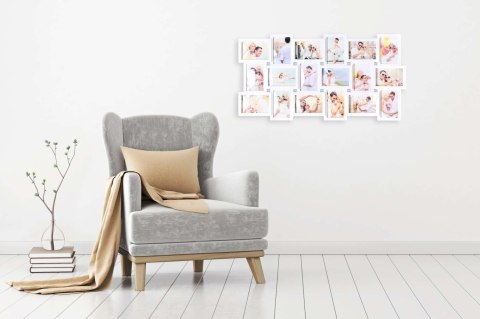 Ramka na zdjęcia MORKA 18 zdjęć biała 45 x 87 cm Ramka na zdjęcia MORKA 18 zdjęć biała 45 x 87 cm
