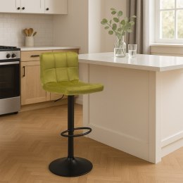 Krzesło barowe ARAKO BLACK aksamitne oliwkowe VELVET