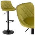 Krzesło barowe CYDRO BLACK welurowe OLIWKOWE VELVET