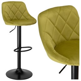 Krzesło barowe CYDRO BLACK welurowe OLIWKOWE VELVET
