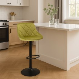 Krzesło barowe CYDRO BLACK welurowe OLIWKOWE VELVET