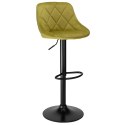 Krzesło barowe CYDRO BLACK welurowe OLIWKOWE VELVET