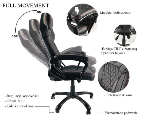 Fotel obrotowy do biurka SPIDER BURGUNDY ALCANTARA