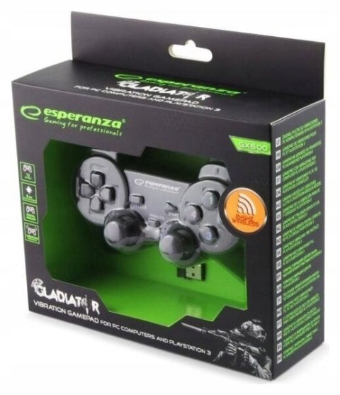 Gamepad bezprzewodowy Esperanza EGG108K (PC, PS3; kolor czarny) Gamepad bezprzewodowy Esperanza EGG108K (PC, PS3; kolor czarny)