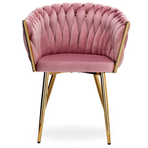 Krzesło welurowe plecione COFTON GOLD VELVET różowe Krzesło welurowe plecione COFTON GOLD VELVET różowe
