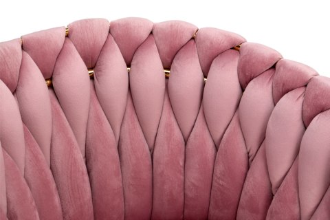 Krzesło welurowe plecione COFTON GOLD VELVET różowe Krzesło welurowe plecione COFTON GOLD VELVET różowe
