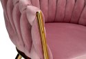 Krzesło welurowe plecione COFTON GOLD VELVET różowe